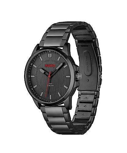 HUGO #First Analog-Quarzuhr Herren (1530187, Schwarzes Edelstahlarmband). Präzise Quarztechnik trifft maskulines Design – elegant, robust und perfekt für Büro & Freizeit. Jetzt zugreifen und zeitlosen Stil am Handgelenk zeigen.