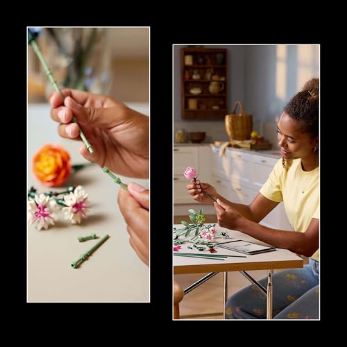 LEGO Botanicals Schöner Rosafarbener Blumenstrauß - Blumendeko - Bauset für Erwachsene - Dekorative Gänseblümchen, Kornblumen, Rosen und Holunderblüten zum Ausstellen - Bürodekoration 10342