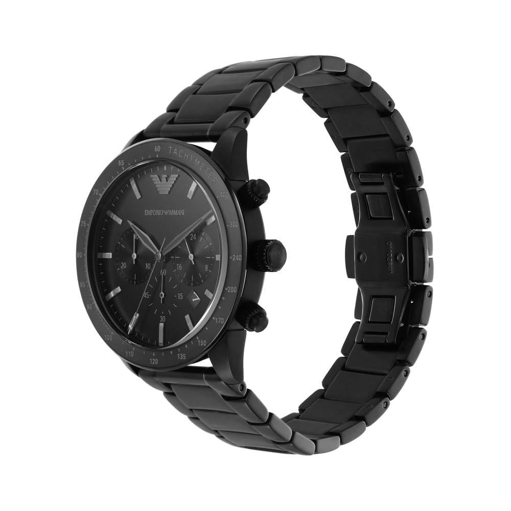 Emporio Armani AR11242 Herrenuhr (43 mm, schwarzes Edelstahlgehäuse & -armband). Moderner Chronograph mit präzisem Quarzwerk und eleganter, maskuliner Optik. Stilbewusst jeden Moment erleben.