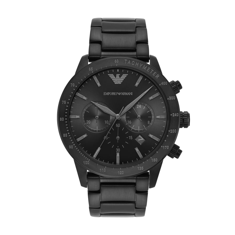 Emporio Armani AR11242 Herrenuhr (43 mm, schwarzes Edelstahlgehäuse & -armband). Moderner Chronograph mit präzisem Quarzwerk und eleganter, maskuliner Optik. Stilbewusst jeden Moment erleben.
