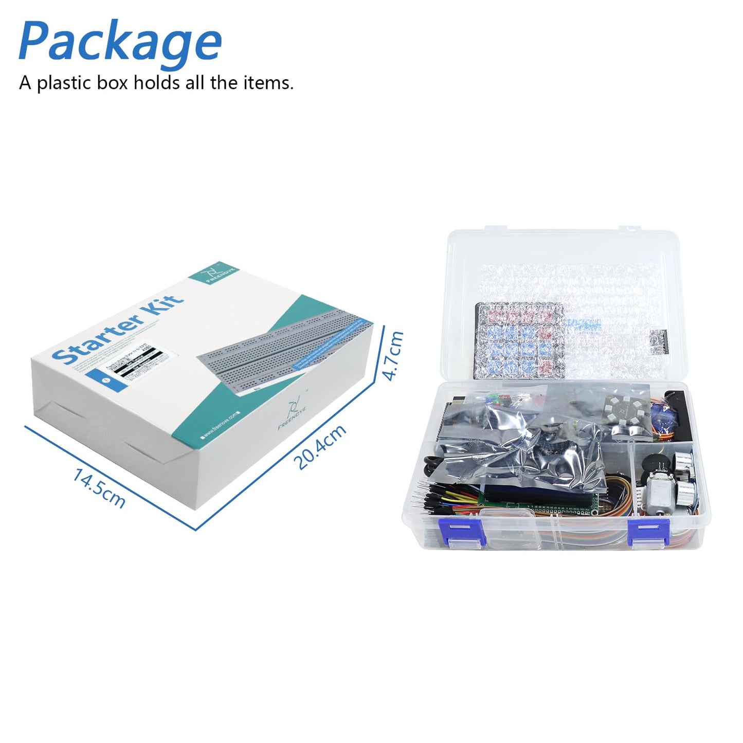 Freenove Ultimate Starter Kit mit ESP32-WROVER CAM, Dual-Core-Mikrocontroller, integrierter Kamera & WLAN. Enthält 240 Bauteile, 122 Projekte und ein 795-seitiges Tutorial für Python, C & Java. Für ambitionierte Elektronik- und Programmierideen.