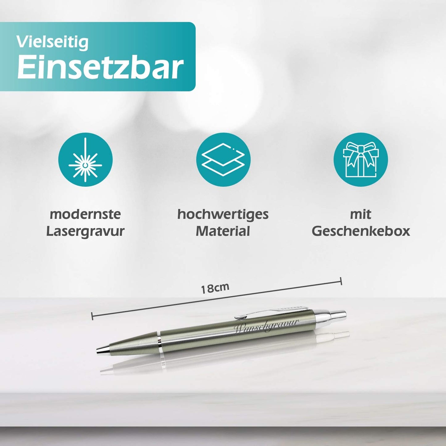polar-effekt Parker IM Druckkugelschreiber mit Gravur - Metall-gold - Großraummine blauschreibend - inkl. Geschenk-Etui - Deutsche Herstellung - hochwertig und edel - perfekte Geschenkidee