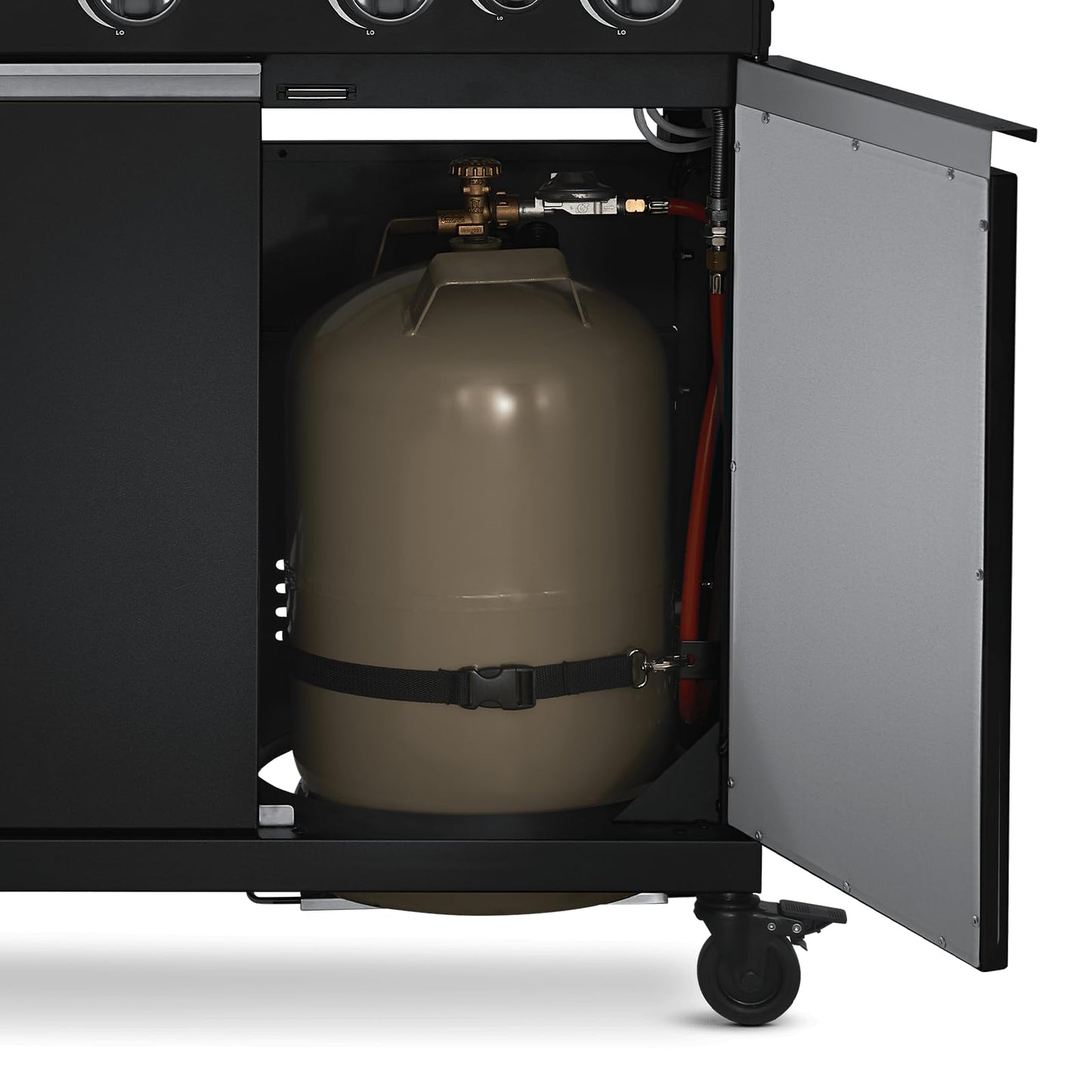 BURNHARD FRED Deluxe Black Series 3 – 3-Brenner-Gasgrill mit Backburner, 900 °C Infrarot-Keramikbrenner, Seitenkochfeld und Gusseisenrost. Inklusive Abdeckung, Grillwagen und klappbaren Seitentischen. Für anspruchsvolles Grillen auf Profi-Niveau.