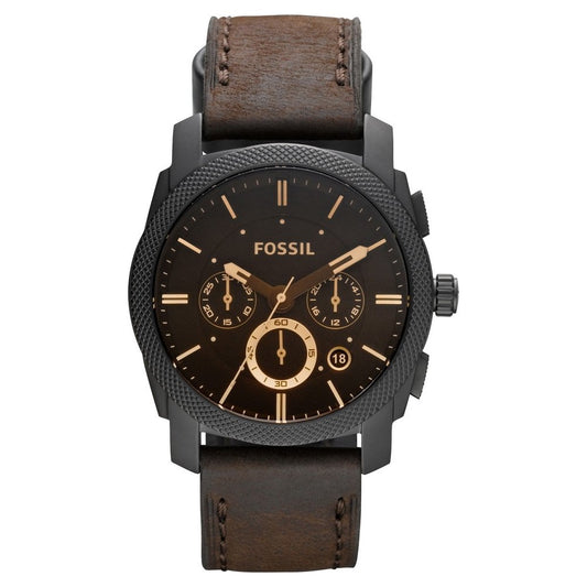 Fossil Machine Chronograph für Herren (42 mm, schwarz & braun, Edelstahl- oder Lederarmband). Robustes Gehäuse trifft präzises Chronographenwerk – stylisch, vielseitig und bereit für jedes Abenteuer. Jetzt entdecken und deinen Look upgraden.