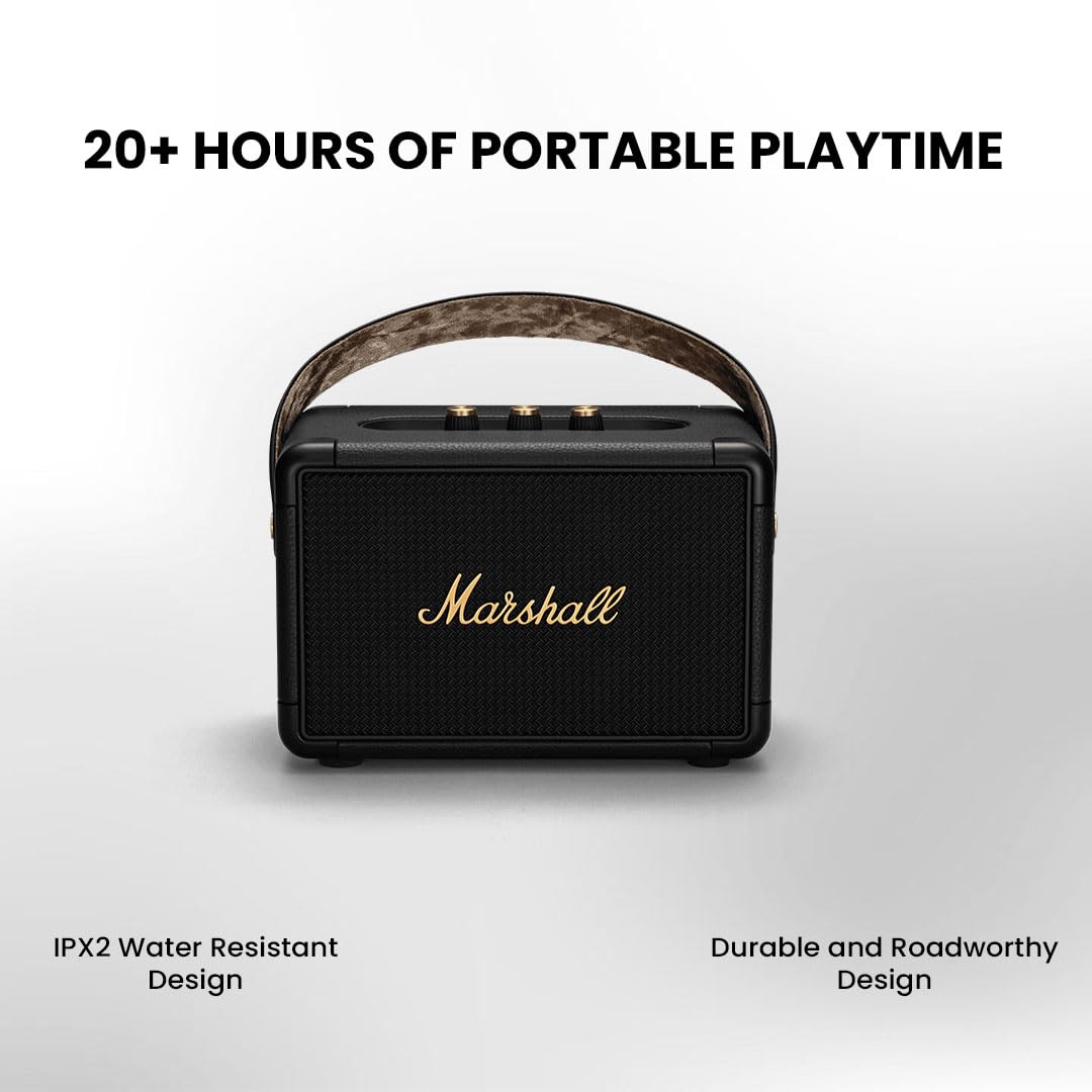 Marshall Kilburn II – Tragbarer, wasserabweisender Bluetooth-Lautsprecher. Sichere dir jetzt deinen Kilburn II und genieße legendären Marshall-Sound.