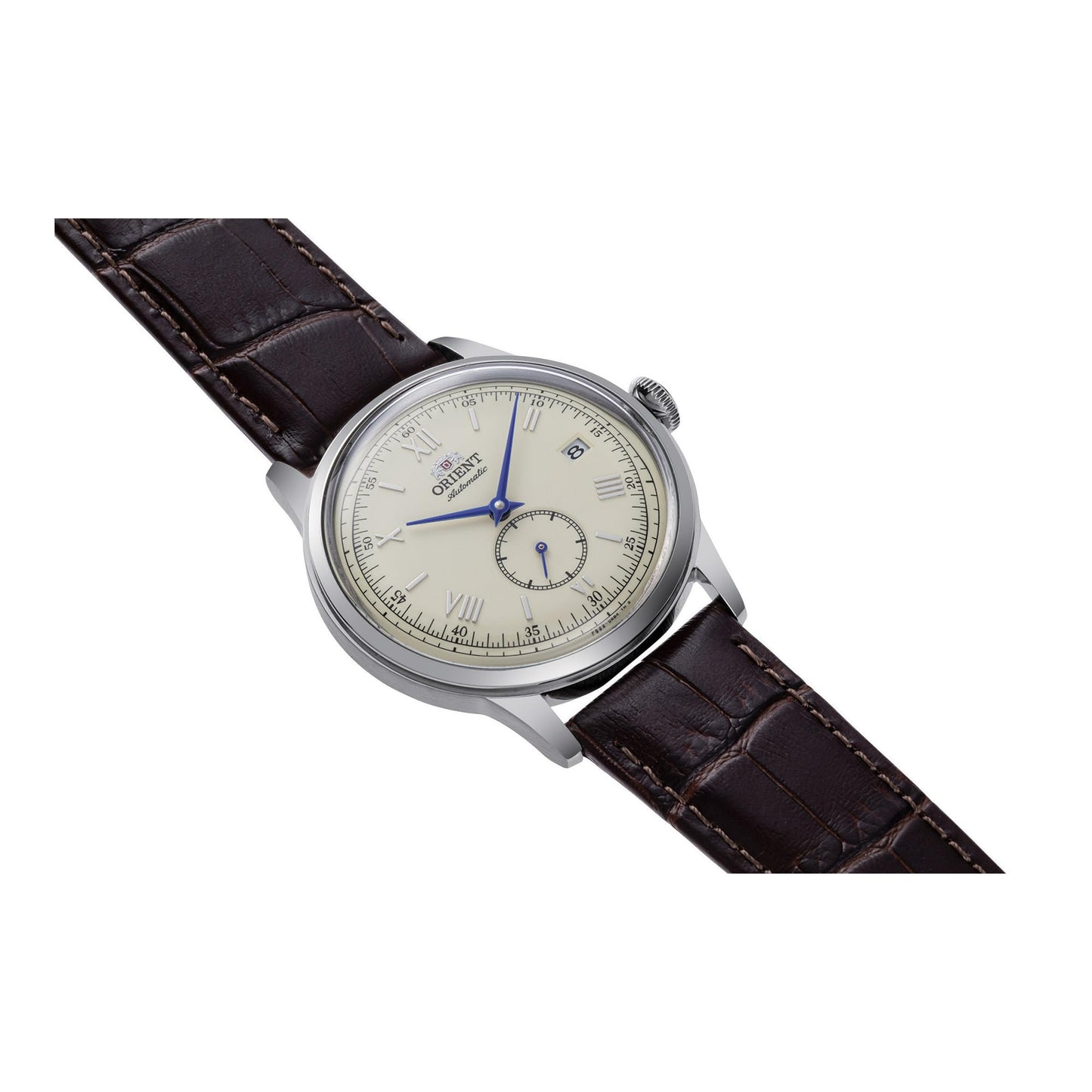 Orient Bambino Version 7 Herren-Automatikuhr (38,4 mm) mit kleiner Sekunde und Handaufzug – elegantes Champagner-Zifferblatt, gefertigt in Japan. Klassische Kleideruhr mit zeitlosem Design für stilvolle Auftritte zu jedem Anlass.