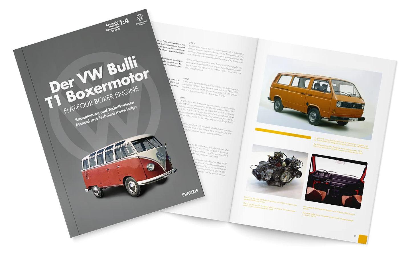 FRANZIS 67152 VW T1 Bulli Boxermotor – originalgetreuer 4-Zylinder-Motorbausatz im Maßstab 1:4 mit beweglichen Teilen und Soundmodul. Inklusive Anleitung und 94-seitigem Begleitbuch. Für Technikfans und Bulli-Liebhaber mit Sinn fürs Detail.