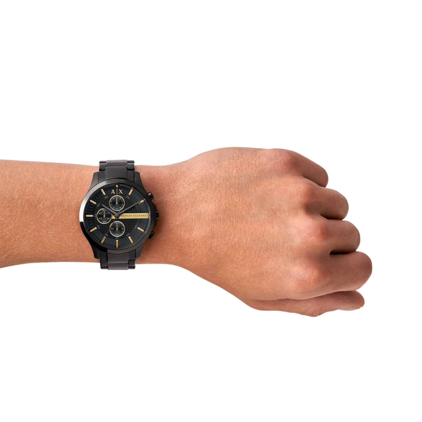 Armani Exchange Herrenuhr AX2164 mit Chronographenwerk und 46 mm Gehäuse – wahlweise mit Edelstahl-, Leder- oder Silikonarmband. Sportlich-elegantes Design mit markanter Präsenz. Für Männer, die Stil und Funktion in einem Statement vereinen.