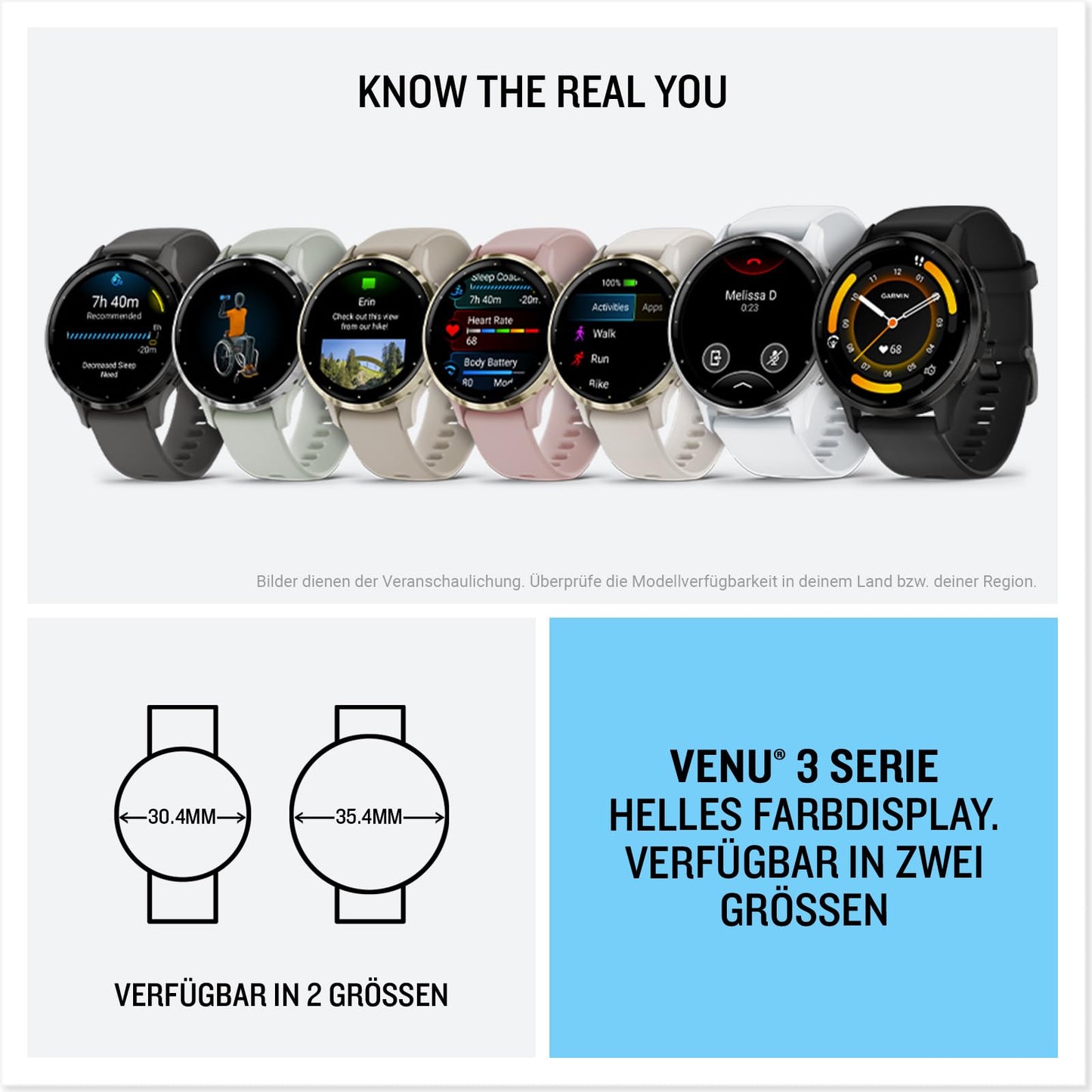 Garmin Venu 3 Smartwatch. Elegante Fitnessuhr mit OLED, Gesundheitsanalyse & Telefonfunktion.