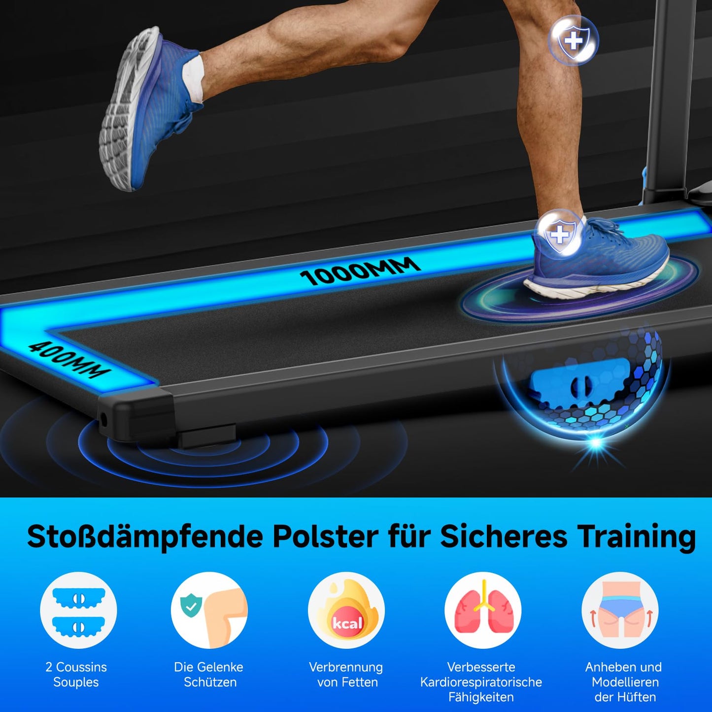 Riksion Laufband für Zuhause, Laufband Klappbar bis 14 km/h,Walking Pad mit 12 Voreingestellte Programme, Elektrisches Laufband mit LED-Anzeige, Fernbedienung und App, Keine Montage Erforderlich