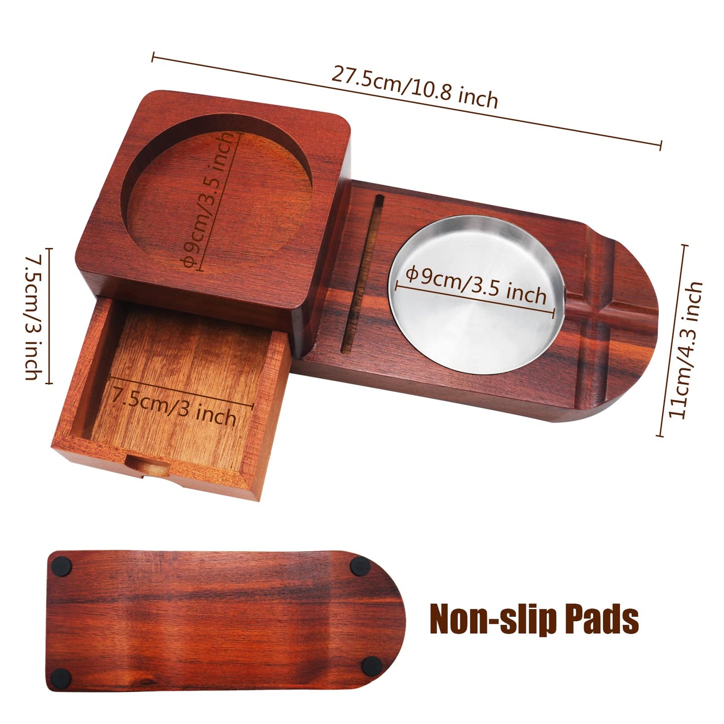 Holz Zigarren Aschenbecher Whiskey Untersetzer - Crefun CK2631 zigarren zubehör fĂŒr mĂ€nner Whiskey zigarren geschenkset, mit abnehmbarer aschenbecher Schublade Zigarrenschneider und 2 zigarrenhalter