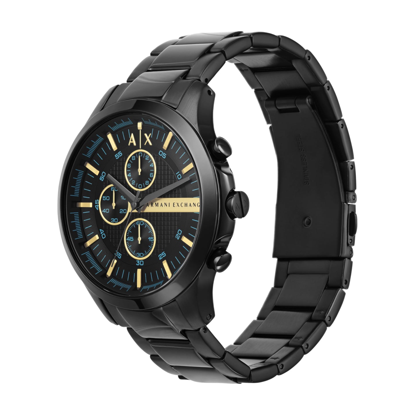 Armani Exchange Herrenuhr AX2164 mit Chronographenwerk und 46 mm Gehäuse – wahlweise mit Edelstahl-, Leder- oder Silikonarmband. Sportlich-elegantes Design mit markanter Präsenz. Für Männer, die Stil und Funktion in einem Statement vereinen.