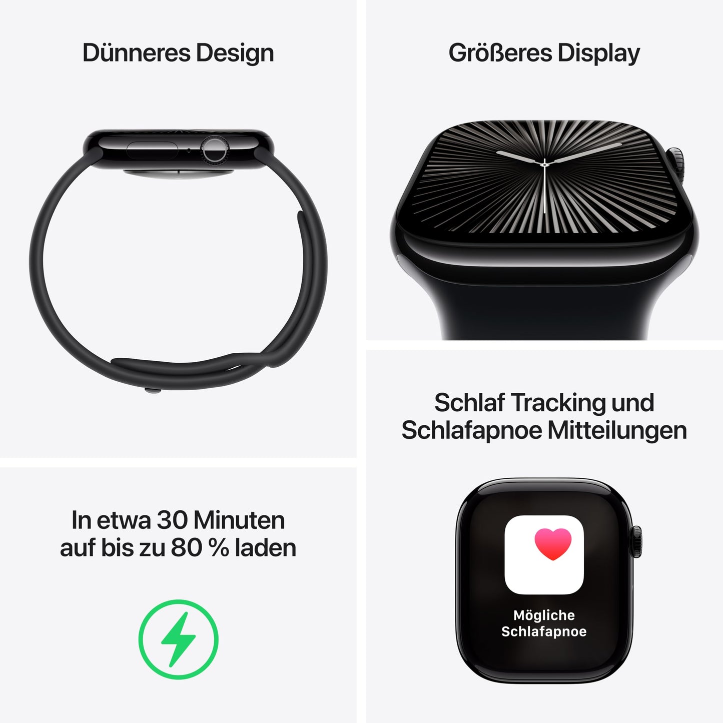 Apple Watch Series 10 (GPS, 46 mm, Diamantschwarz mit schwarzem Sportarmband M/L). Präziser Fitnesstracker mit integrierter EKG-App, Always-On Retina Display und robustem Wasserschutz – jetzt sichern und dein Workout auf das nächste Level heben.