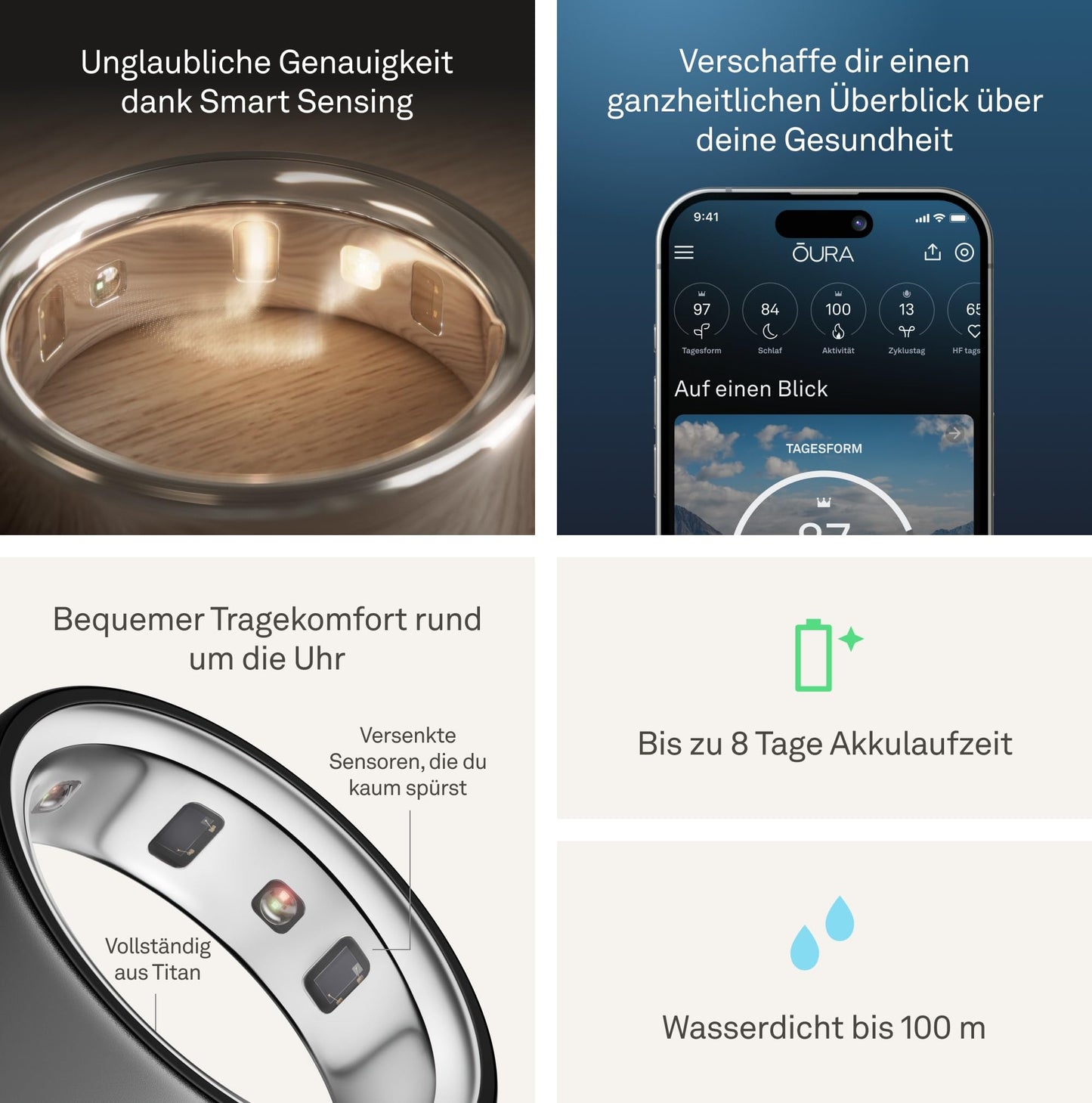 OURA Ring 4. Smarter Titanring für dein tägliches Gesundheits-Tracking.