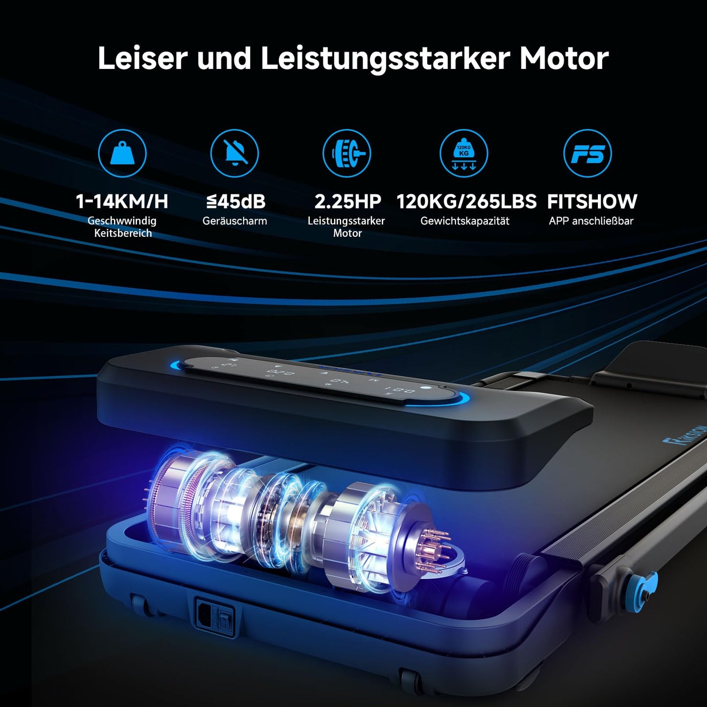 Riksion Laufband für Zuhause, Laufband Klappbar bis 14 km/h,Walking Pad mit 12 Voreingestellte Programme, Elektrisches Laufband mit LED-Anzeige, Fernbedienung und App, Keine Montage Erforderlich