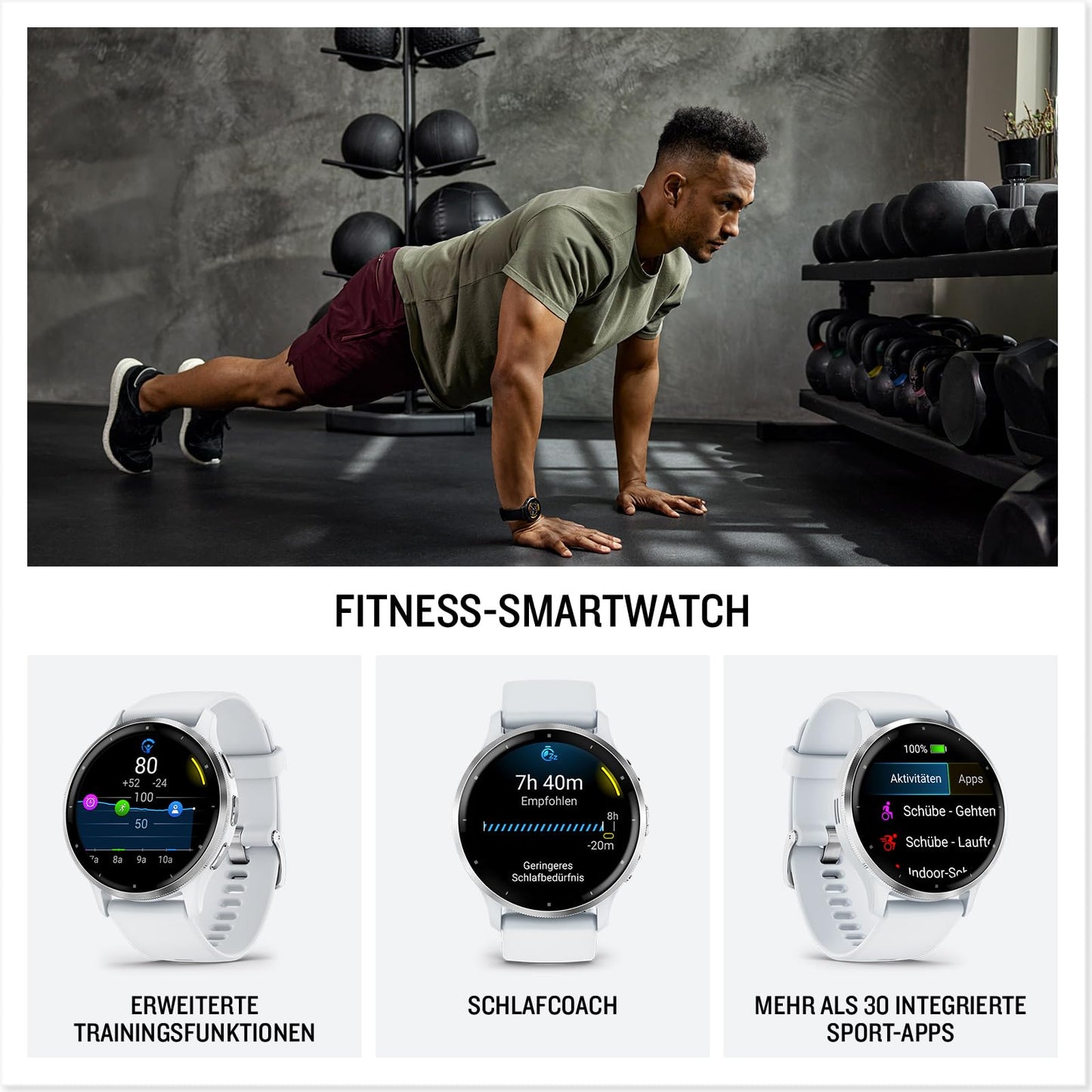 Garmin Venu 3 Smartwatch. Elegante Fitnessuhr mit OLED, Gesundheitsanalyse & Telefonfunktion.