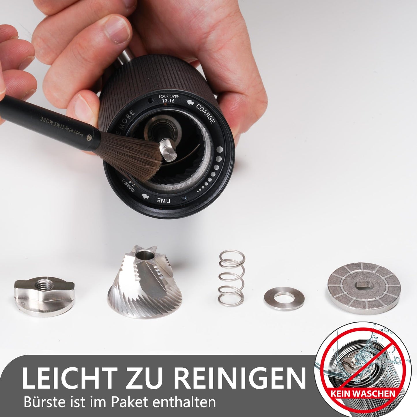 TIMEMORE C3S Pro Ganzmetall Kaffeemühle – Präzise Mahlgradeinstellung, Edelstahl Kegelmahlwerk, Klappbarer Griff & 25g Bohnenbehälter – Schwarz