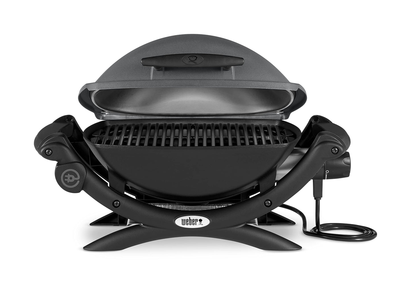 Weber Q1400 Elektrogrill (Dark Grey) mit 43 x 32 cm Grillfläche, 2-geteiltem porzellanemailliertem Gussrost und Aluminiumguss-Gehäuse. Kompakt, leistungsstark und ideal für Balkon oder Terrasse. Für stilvolles Grillen mit echtem BBQ-Feeling.