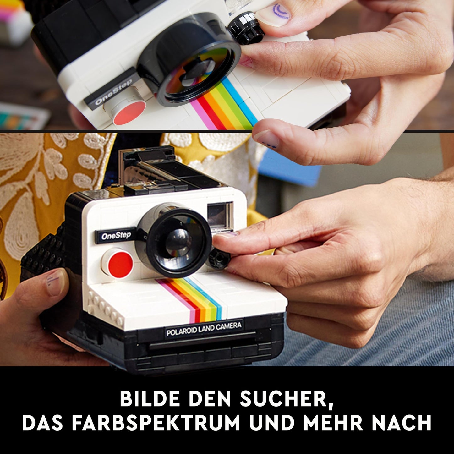 LEGO Ideas Polaroid OneStep SX-70 (Set 21345). 516 Teile Sofortbild-Kamera mit Auslösefunktion und Filmschacht.