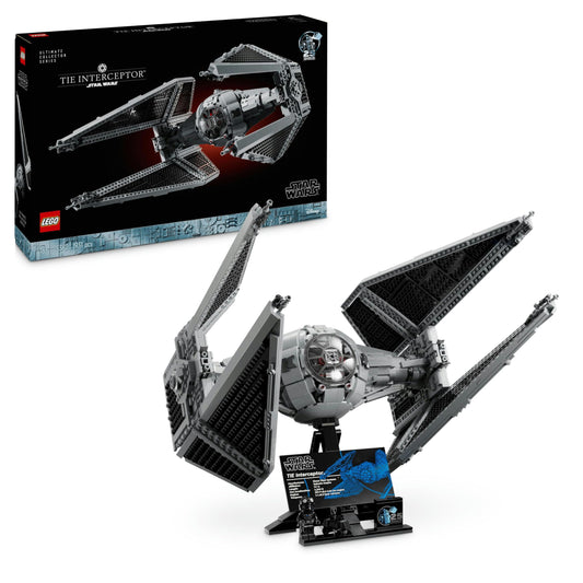 LEGO Star Wars UCS TIE-Interceptor (Set 75382). 1.931 Teile Sternjäger-Ikone mit Jubiläumsständer & exklusiver Minifigur.