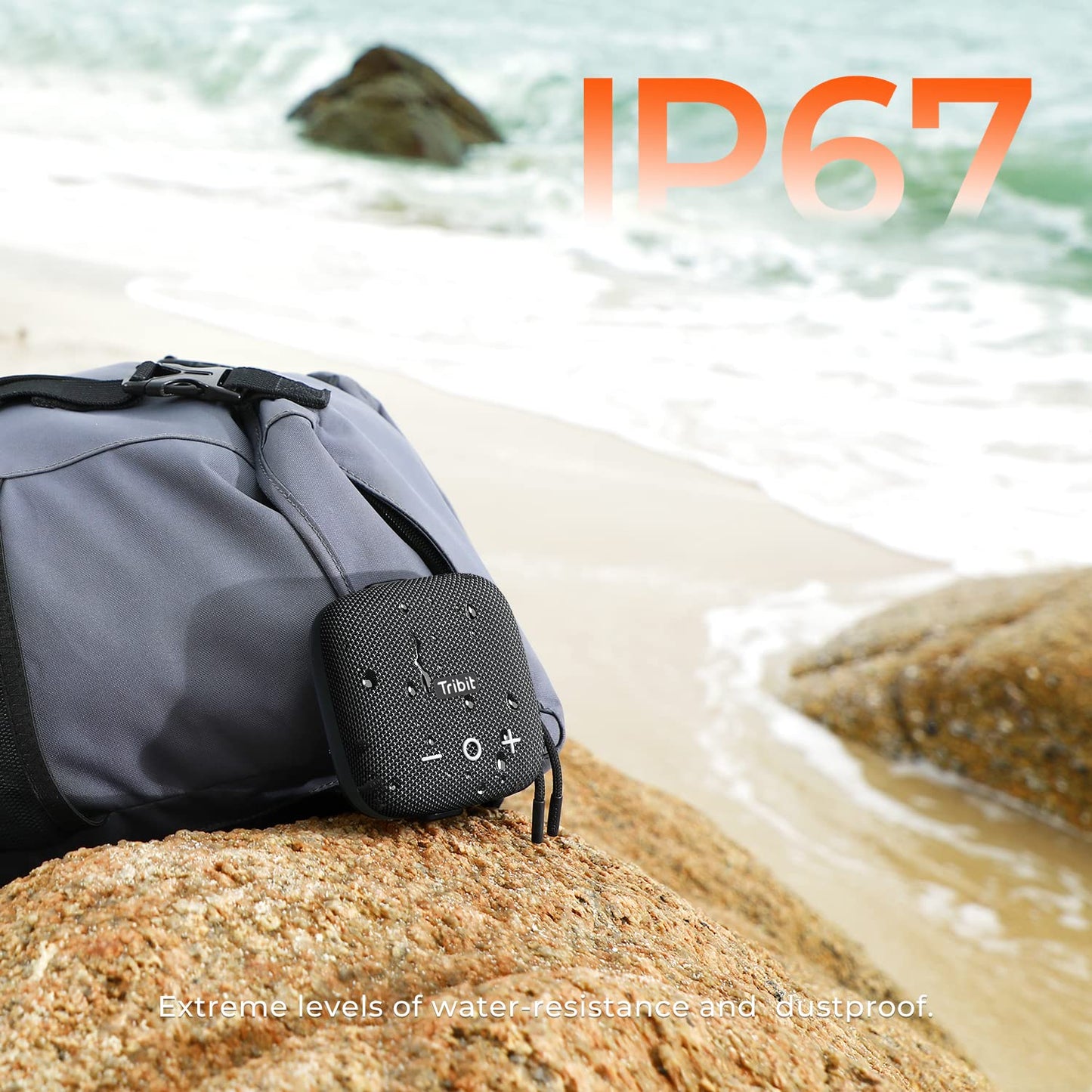Tribit Bluetooth Portable Lautsprecher StormBox Micro 2 IP67 wasserdichte mit leistungsstarkem kabellosem Stereo-Pairing und integriertem XBass für Outdoor-Reisen und Radfahren