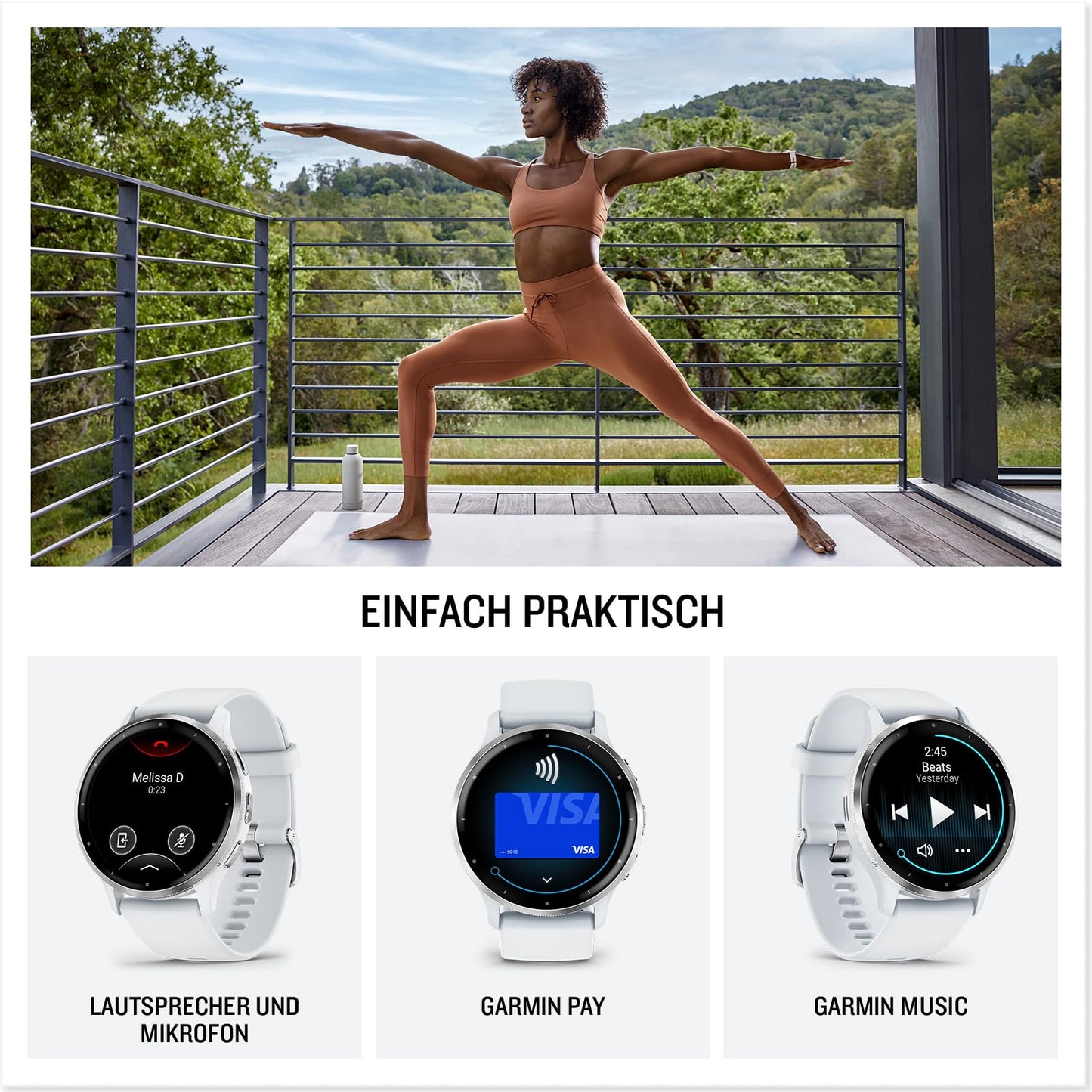 Garmin Venu 3 Smartwatch. Elegante Fitnessuhr mit OLED, Gesundheitsanalyse & Telefonfunktion.