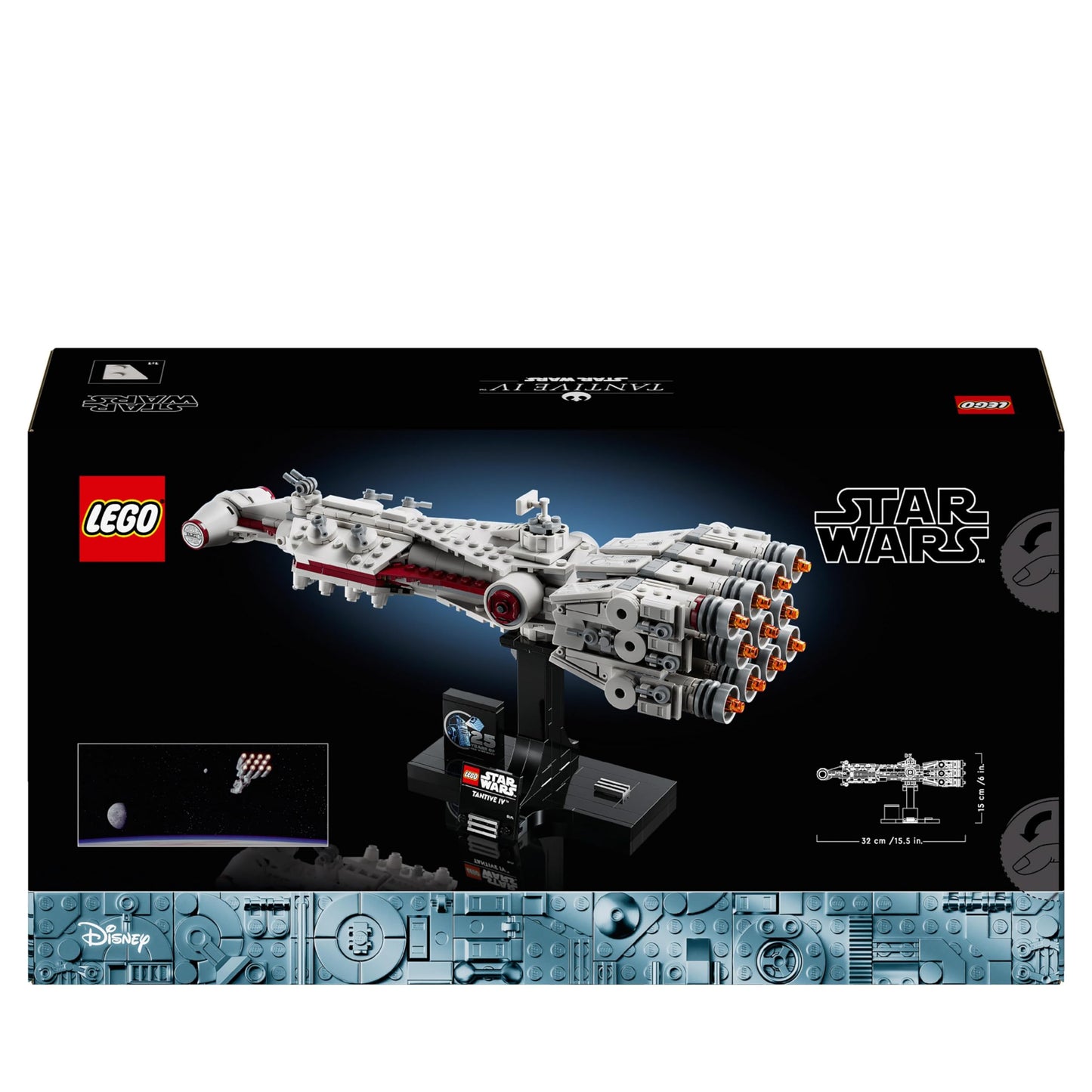 LEGO Star Wars Tantive IV (Set 75376). 654 Teile Sternenschiff-Klassiker mit Jubiläumsständer.