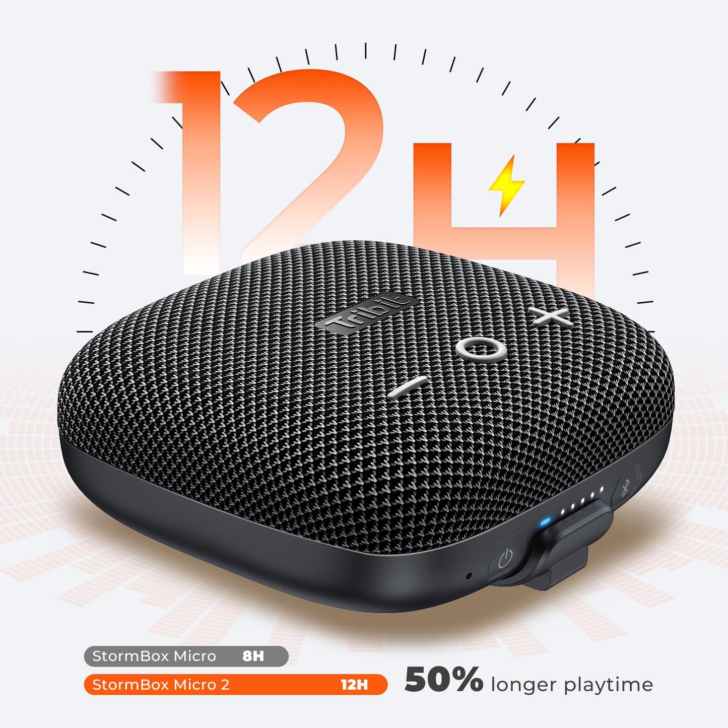 Tribit Bluetooth Portable Lautsprecher StormBox Micro 2 IP67 wasserdichte mit leistungsstarkem kabellosem Stereo-Pairing und integriertem XBass für Outdoor-Reisen und Radfahren