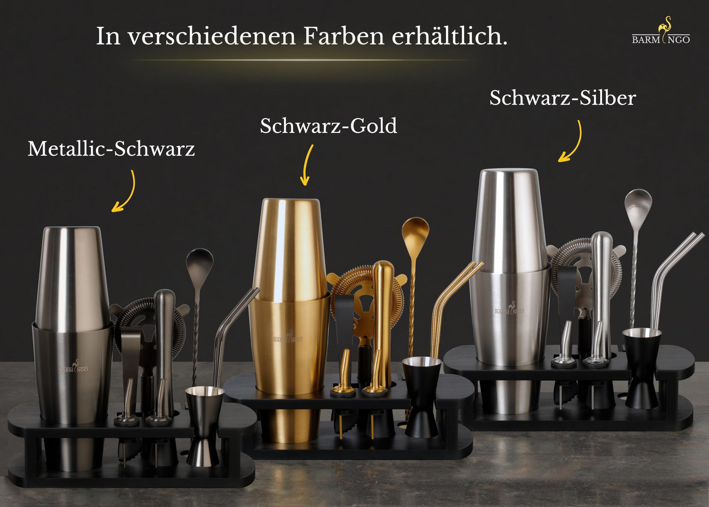 Barmingo Cocktail Shaker Set (11-teilig). Boston Shaker & Barzubehör für Zuhause.