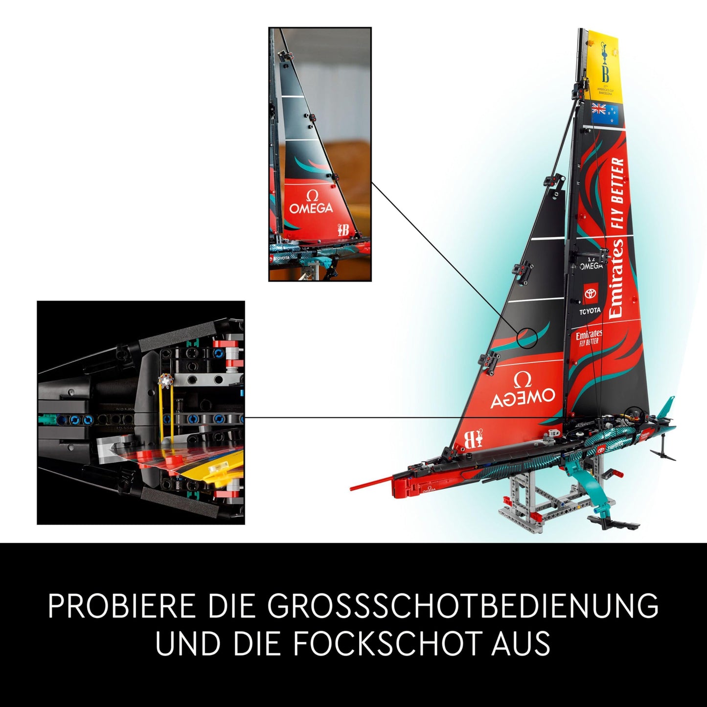 LEGO Technic Emirates Team New Zealand AC75 (Set 42174). 962 Teile Rennjacht mit Pneumatik-Foils und voller Segelpower.