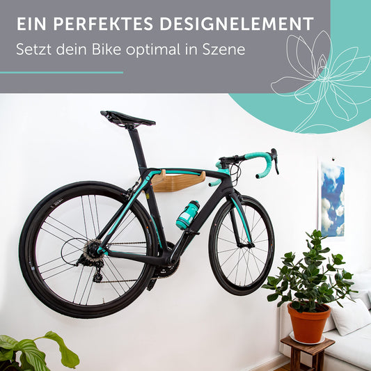 madeco FlyBike (Größe S & M). Fahrrad Wandhalterung aus Holz – Minimalistischer Bike Wandhalter für Wohnung & Büro – Eiche oder Nussbaum, platzsparend & nachhaltig gefertigt.