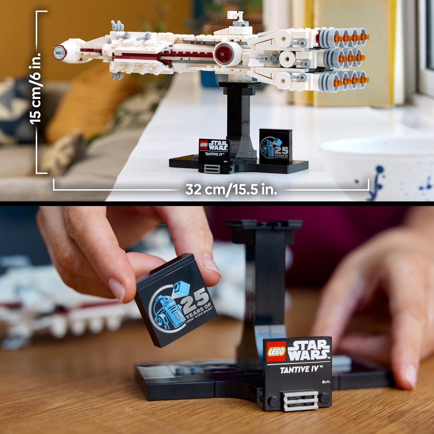 LEGO Star Wars Tantive IV (Set 75376). 654 Teile Sternenschiff-Klassiker mit Jubiläumsständer.