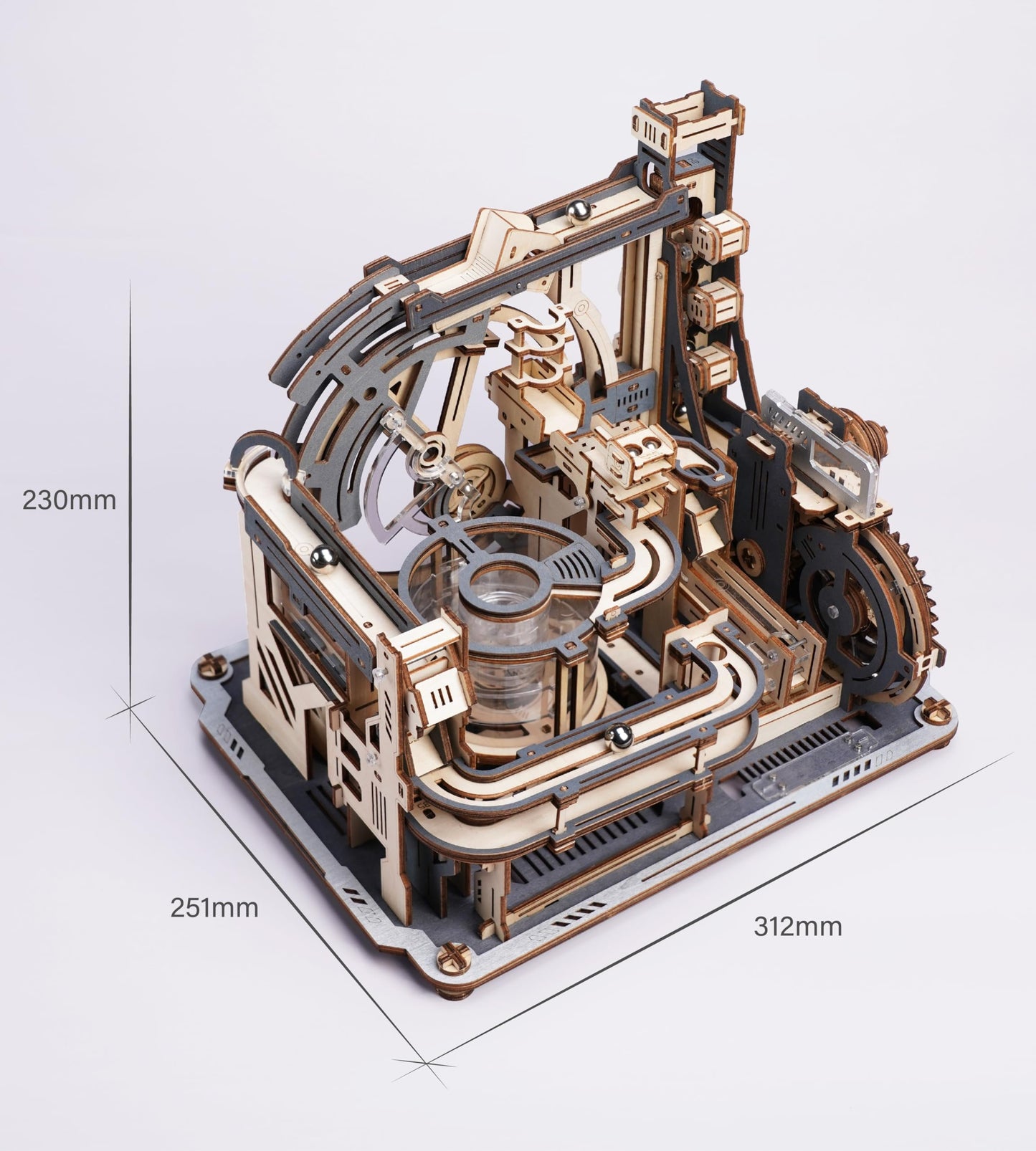 ROKR 3D Puzzle "Elektrische Murmelbahn". 294 Teile Holz-Bausatz für Erwachsene mit Motorantrieb & Anleitung. Großes DIY Modell für Technikfans.