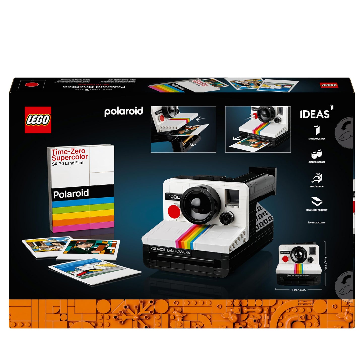 LEGO Ideas Polaroid OneStep SX-70 (Set 21345). 516 Teile Sofortbild-Kamera mit Auslösefunktion und Filmschacht.