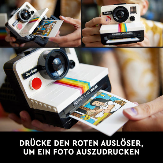 LEGO Ideas Polaroid OneStep SX-70 (Set 21345). 516 Teile Sofortbild-Kamera mit Auslösefunktion und Filmschacht.