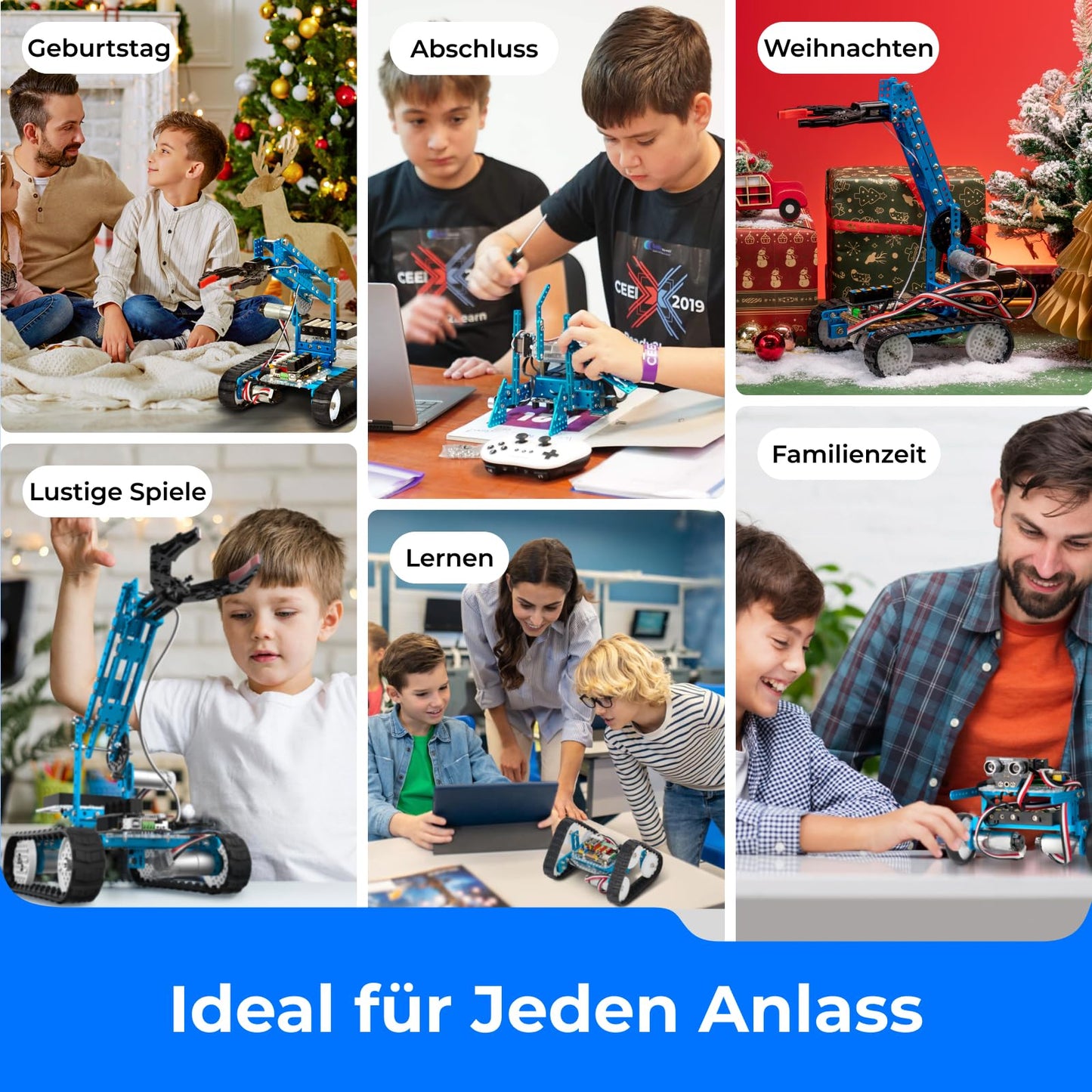 Makeblock mBot Ultimate Roboter Bauen 10 in 1, 160+ Mechanische Bauteile Module für Programmierung Entwicklung, Programmierbarer Roboter Kompatibel mit Programmierung Scratch Arduino, MINT Spielzeug