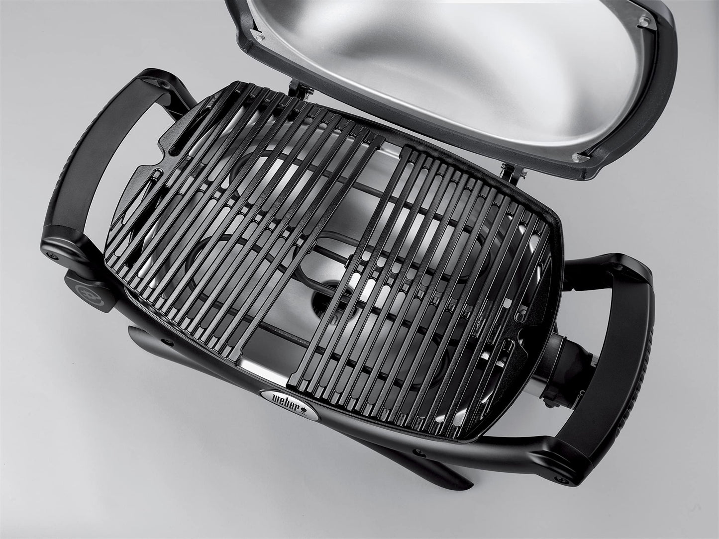 Weber Q1400 Elektrogrill (Dark Grey) mit 43 x 32 cm Grillfläche, 2-geteiltem porzellanemailliertem Gussrost und Aluminiumguss-Gehäuse. Kompakt, leistungsstark und ideal für Balkon oder Terrasse. Für stilvolles Grillen mit echtem BBQ-Feeling.