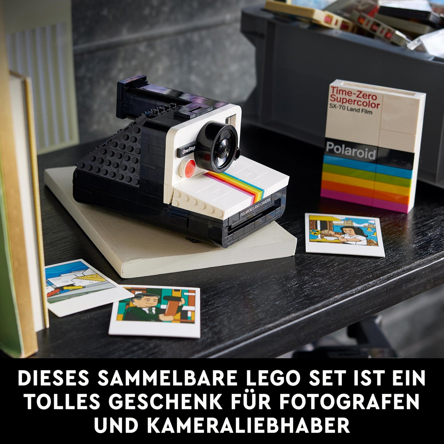 LEGO Ideas Polaroid OneStep SX-70 (Set 21345). 516 Teile Sofortbild-Kamera mit Auslösefunktion und Filmschacht.