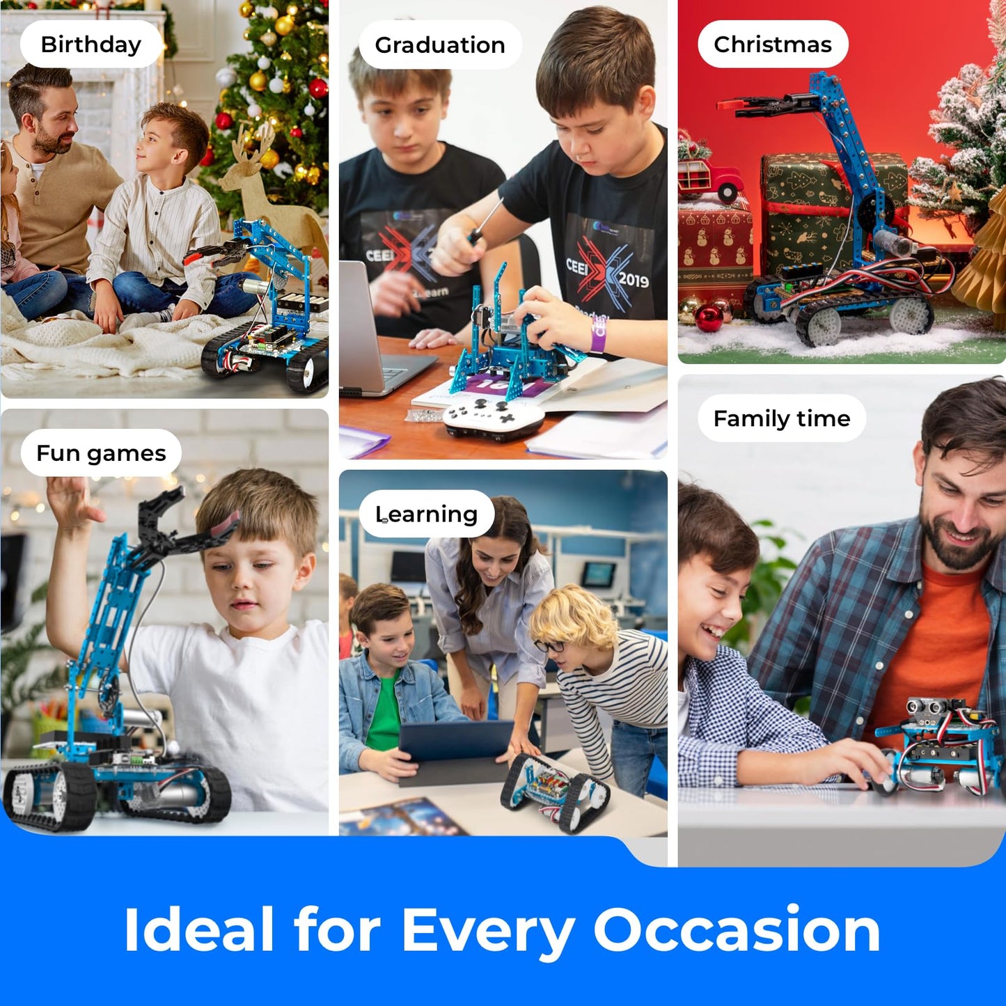 Makeblock mBot Ultimate Roboter Bauen 10 in 1, 160+ Mechanische Bauteile Module für Programmierung Entwicklung, Programmierbarer Roboter Kompatibel mit Programmierung Scratch Arduino, MINT Spielzeug