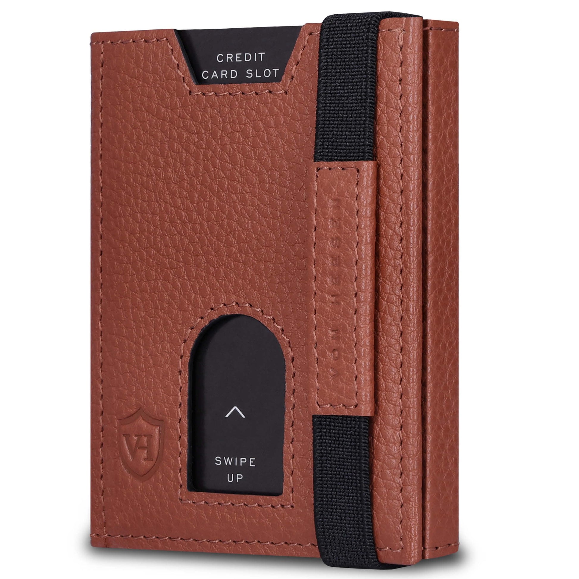 Von Heesen Slim Wallet Herren Leder Cognac Braun mit Münzfach und RFID-Schutz