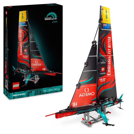 LEGO Technic Emirates Team New Zealand AC75 (Set 42174). 962 Teile Rennjacht mit Pneumatik-Foils und voller Segelpower.