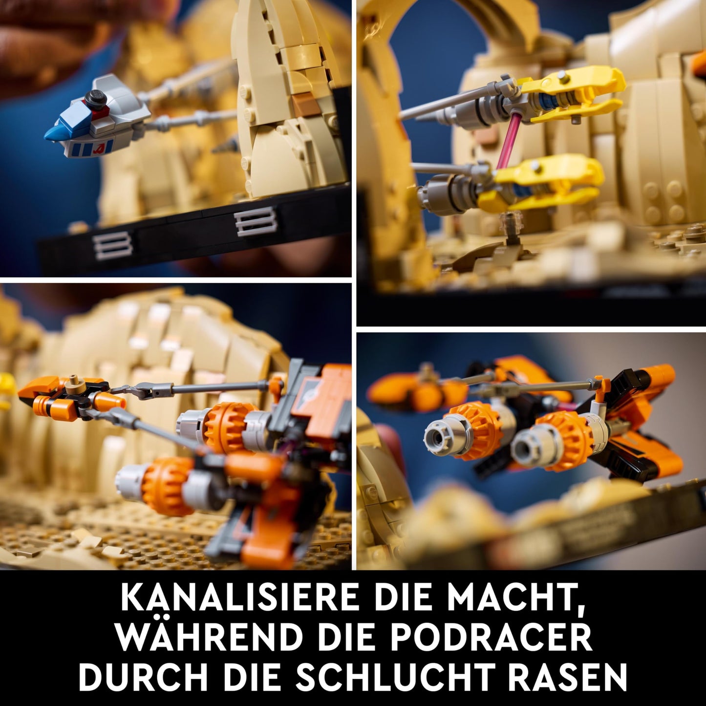 LEGO Star Wars Mos Espa Podrace Diorama (Set 75380). 718 Teile Szene aus Episode I mit Anakin und Sebulba.