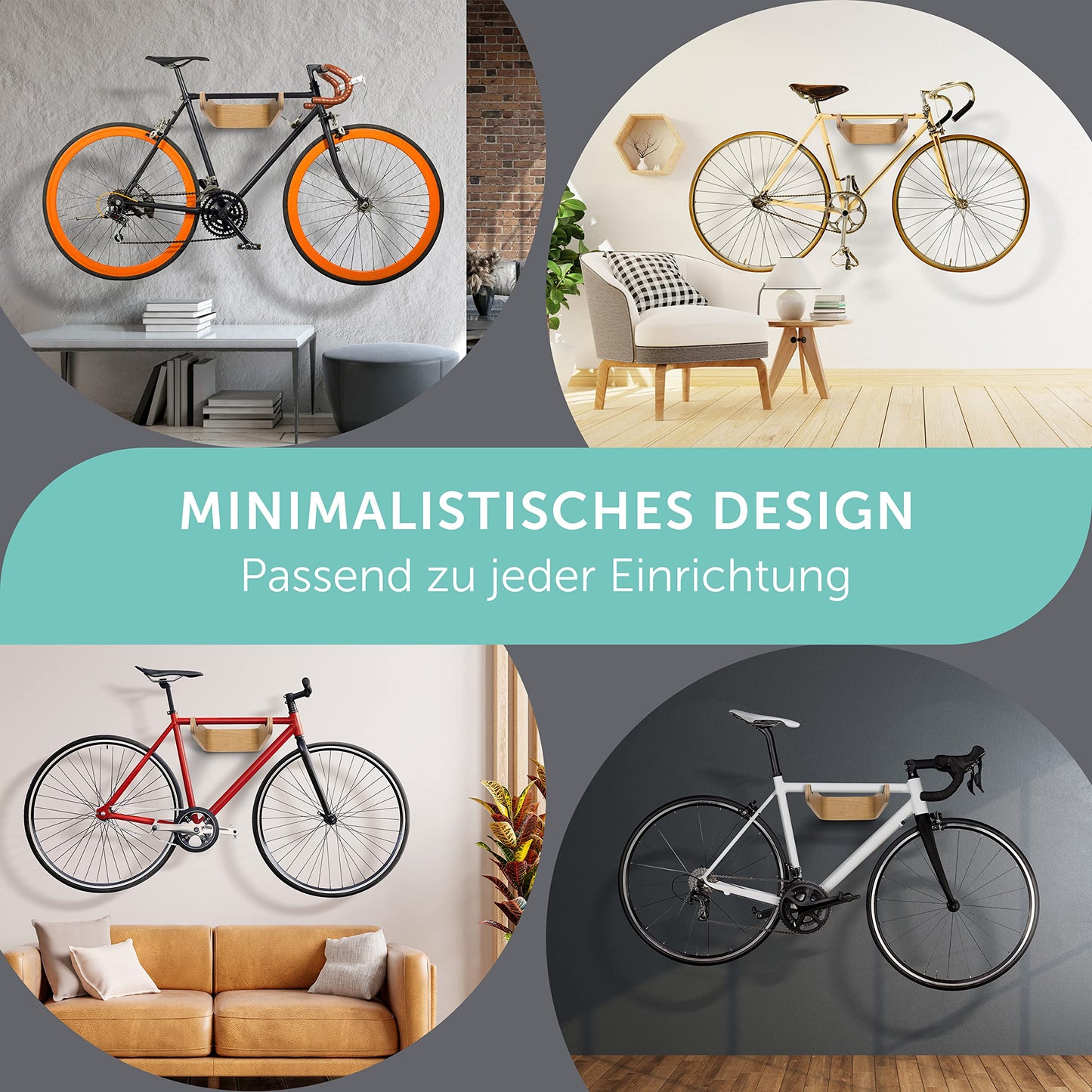 madeco FlyBike (Größe S & M). Fahrrad Wandhalterung aus Holz – Minimalistischer Bike Wandhalter für Wohnung & Büro – Eiche oder Nussbaum, platzsparend & nachhaltig gefertigt.