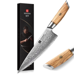 INZUO Damast-Kochmesser 21,2 cm. Handgeschmiedete Präzision für anspruchsvolle Köche. Hol dir jetzt deine Profi-Klinge und schneide wie ein Meister.