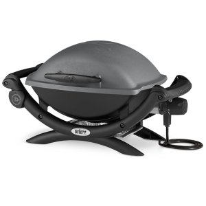 Weber Q1400 Elektrogrill (Dark Grey) mit 43 x 32 cm Grillfläche, 2-geteiltem porzellanemailliertem Gussrost und Aluminiumguss-Gehäuse. Kompakt, leistungsstark und ideal für Balkon oder Terrasse. Für stilvolles Grillen mit echtem BBQ-Feeling.