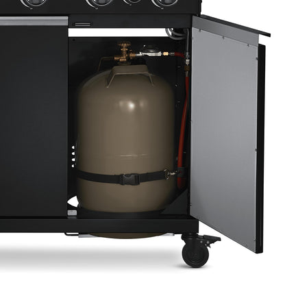 BURNHARD FRED Deluxe Black Series 3 – 3-Brenner-Gasgrill mit Backburner, 900 °C Infrarot-Keramikbrenner, Seitenkochfeld und Gusseisenrost. Inklusive Abdeckung, Grillwagen und klappbaren Seitentischen. Für anspruchsvolles Grillen auf Profi-Niveau.