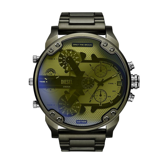 Diesel Mega Chief Analog-Quarz-Herrenuhr (DZ7485, Edelstahlarmband). Lässiger XXL-Chrono-Look mit griffigem Edelstahl-Body und zuverlässigem Quarz-Takt – perfekt für deine City-Abenteuer und stylishe Auftritte. Greif zu und rock dein Handgelenk.
