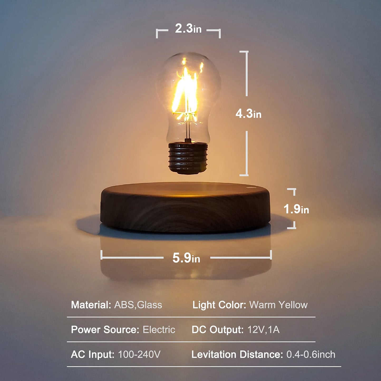 HCNT Schwebe-Glühbirne – Magnetische Rotations-LED-Schreibtischlampe. Sichere dir dein einzigartiges Schwebe-Deko-Highlight.
