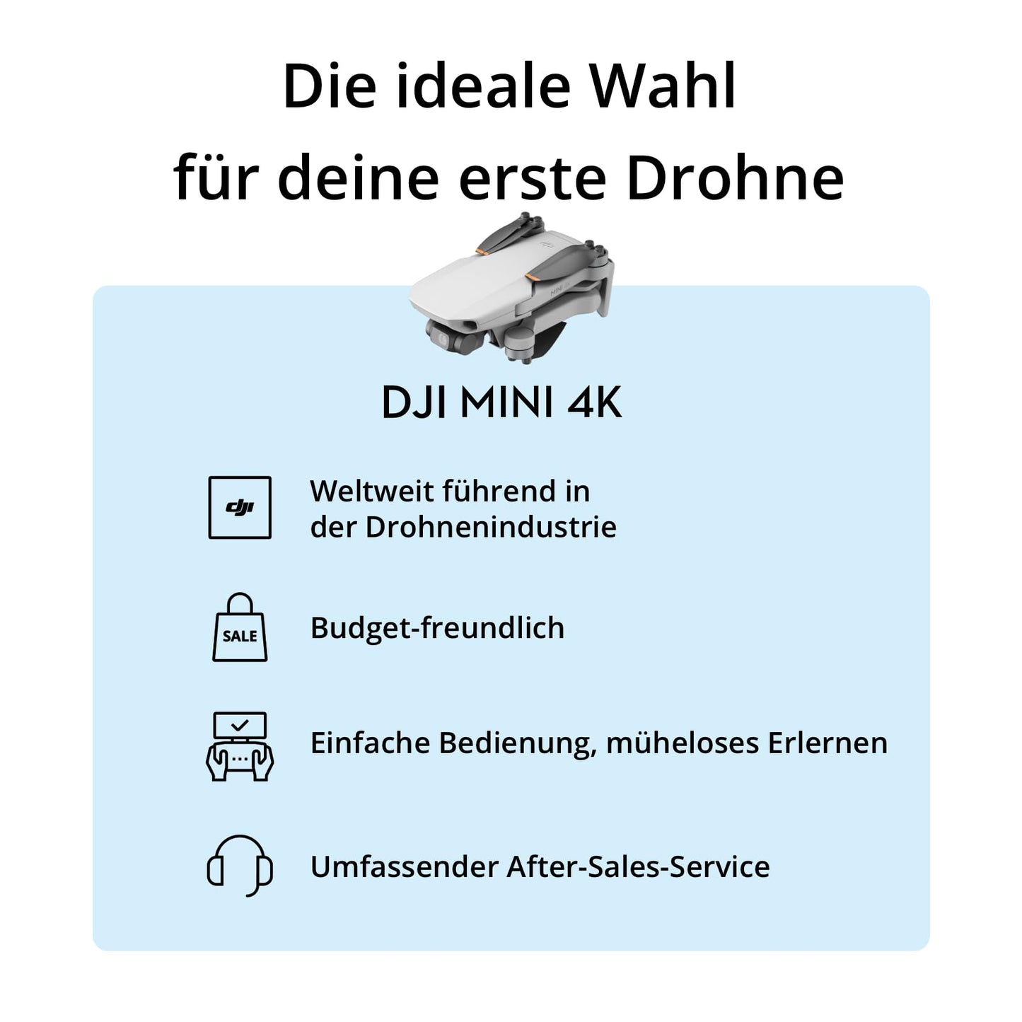 DJI Mini 4K – Ultraleichte 4K-Drohne mit 3-Achsen-Gimbal & 10 km Reichweite. Hol dir jetzt die DJI Mini 4K und erkunde die Welt aus der Vogelperspektive.