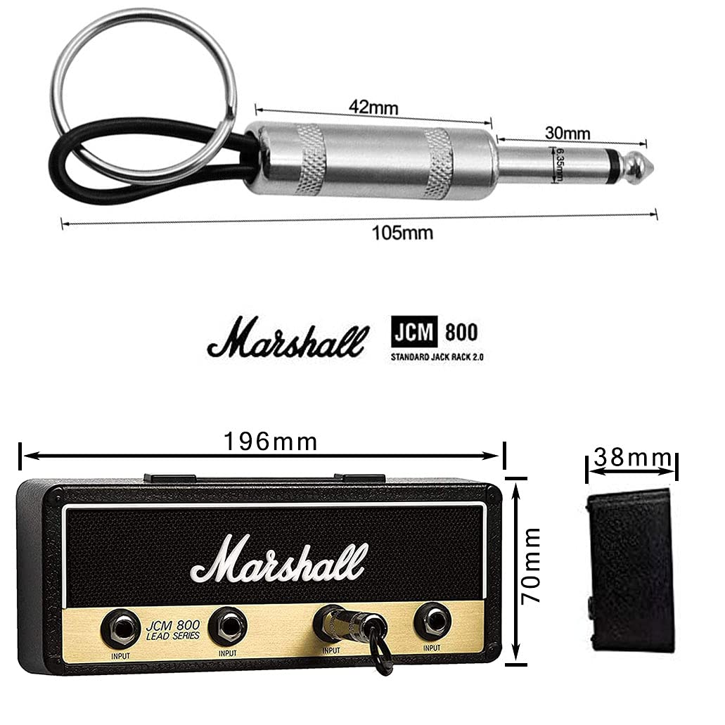 Marshall Schlüsselbrett Jack Rack 2.0 im Design des legendären JCM800 – Schlüsselhalter zur Wandmontage mit 4 Gitarrenstecker-Anhängern. Robuste Halterung für Haus, Studio oder Proberaum. Für Musikliebhaber mit Stil und Sinn für Details.